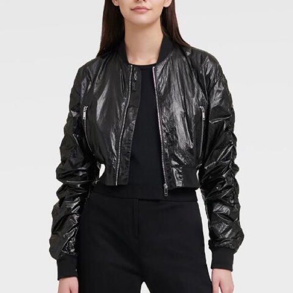 NWT DKNY Bomber w/ Ruched sleeves jacket - Picture 3 of 7